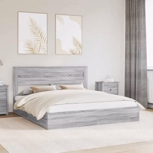 Letto con Contenitore con testiera-Struttura Letto con contenitore Grigio Sonoma 180 x 200 cm 719383