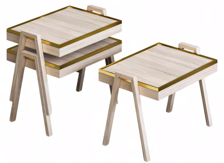 Elegantes Beiges Holz Couchtisch-Set im modernen Stil