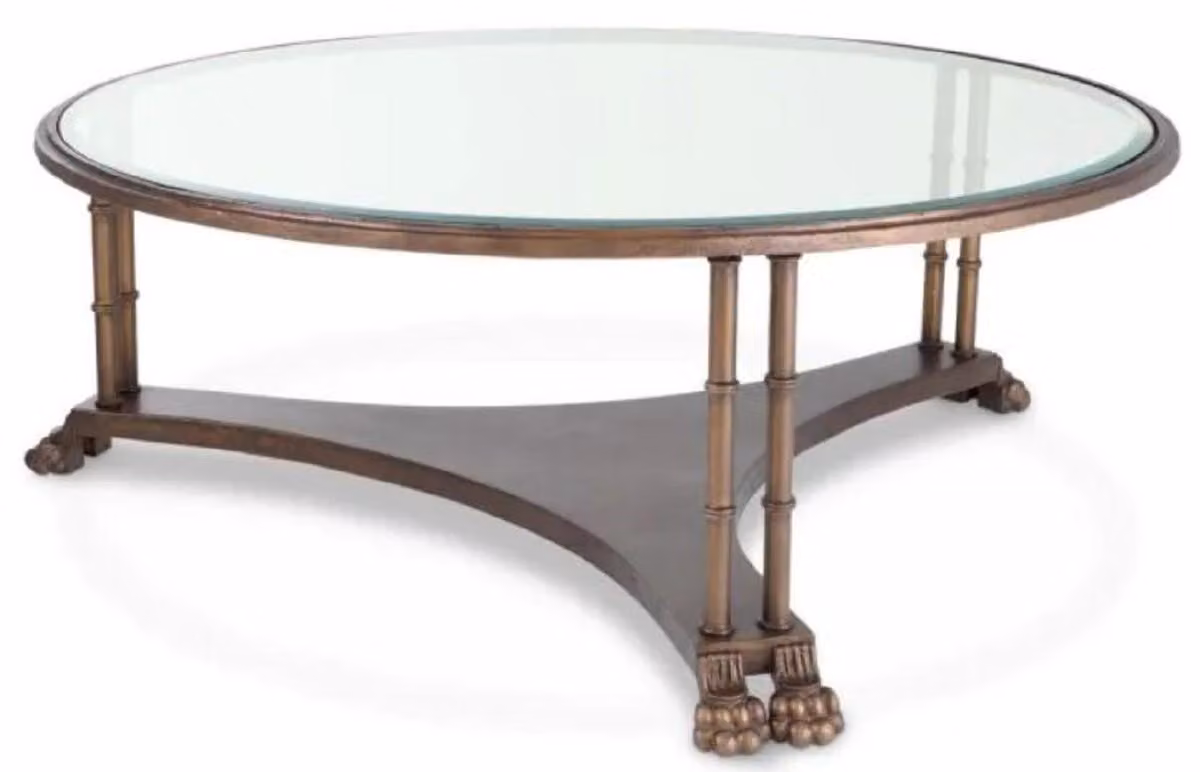 Casa Padrino tavolino barocco con piano in vetro bronzo Ø 96 x H. 36,5 cm
