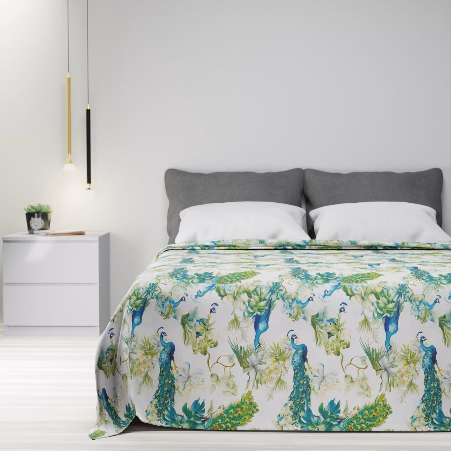 Copertura per piumino in cotone con motivo tropicale