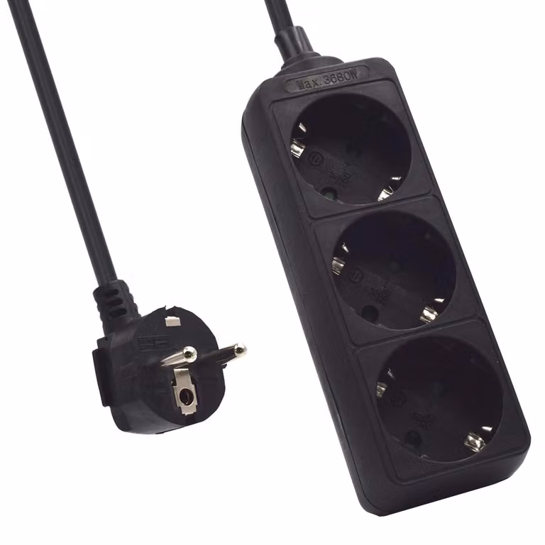 Ciabatta multipresa - 3 prese - 1,5 m - Nero