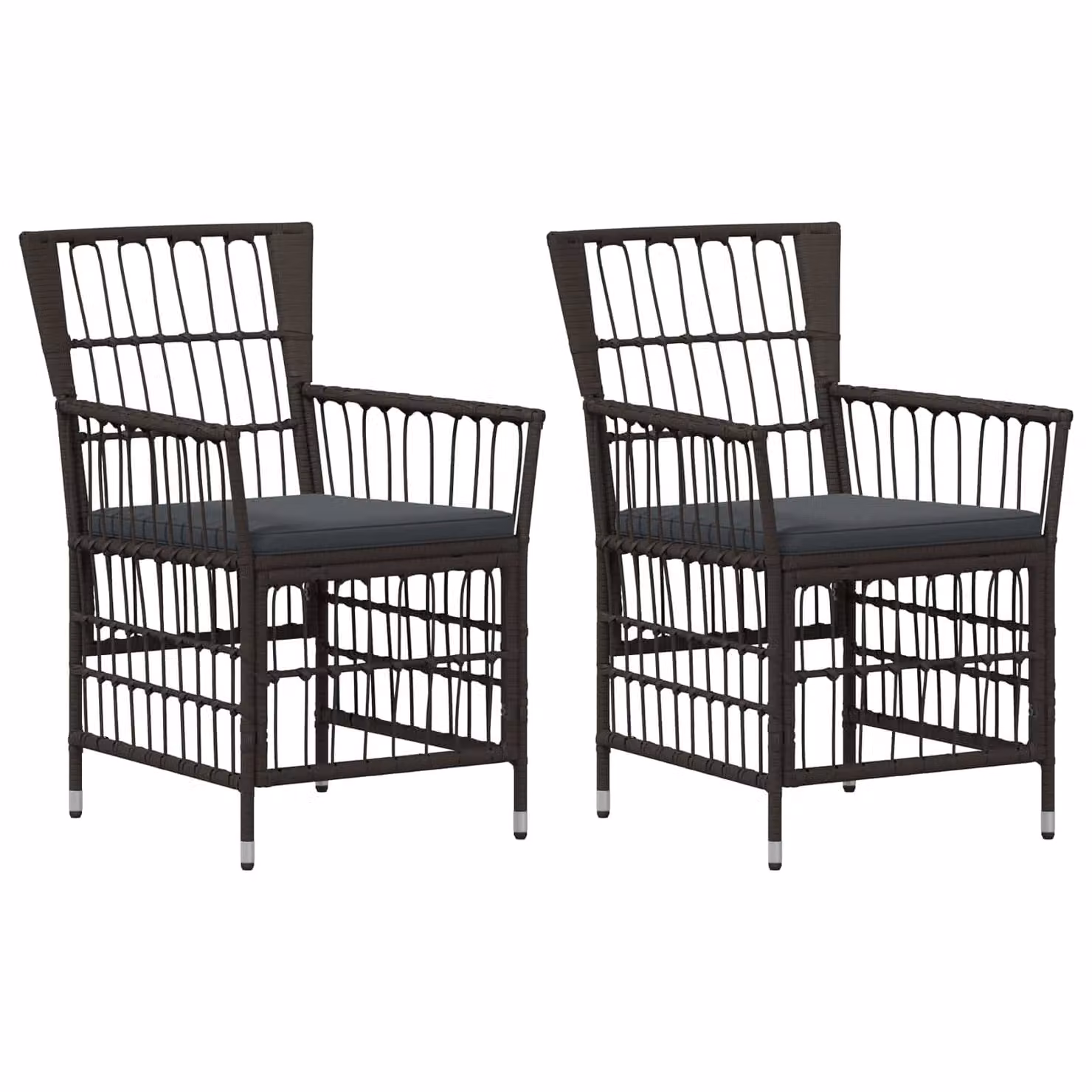 Set di 2 sedie da giardino vidaXL moderne in acciaio verniciato nero e grigio con cuscini resistenti ai raggi UV e rimovibili