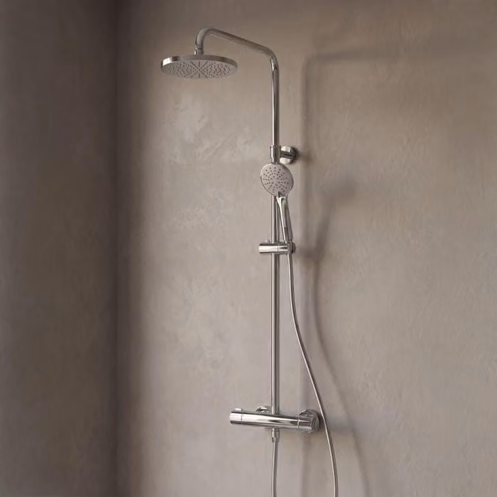 Sistema doccia da parete Kronenbach, rotondo, con termostato e soffione di diametro 20 cm