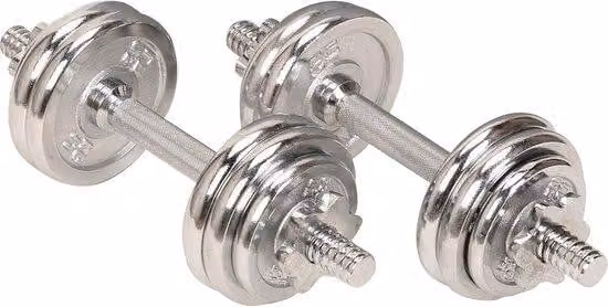 Set di manubri/pesi 15 kg con supporto cromato e borsa di trasporto grigio taglia unica