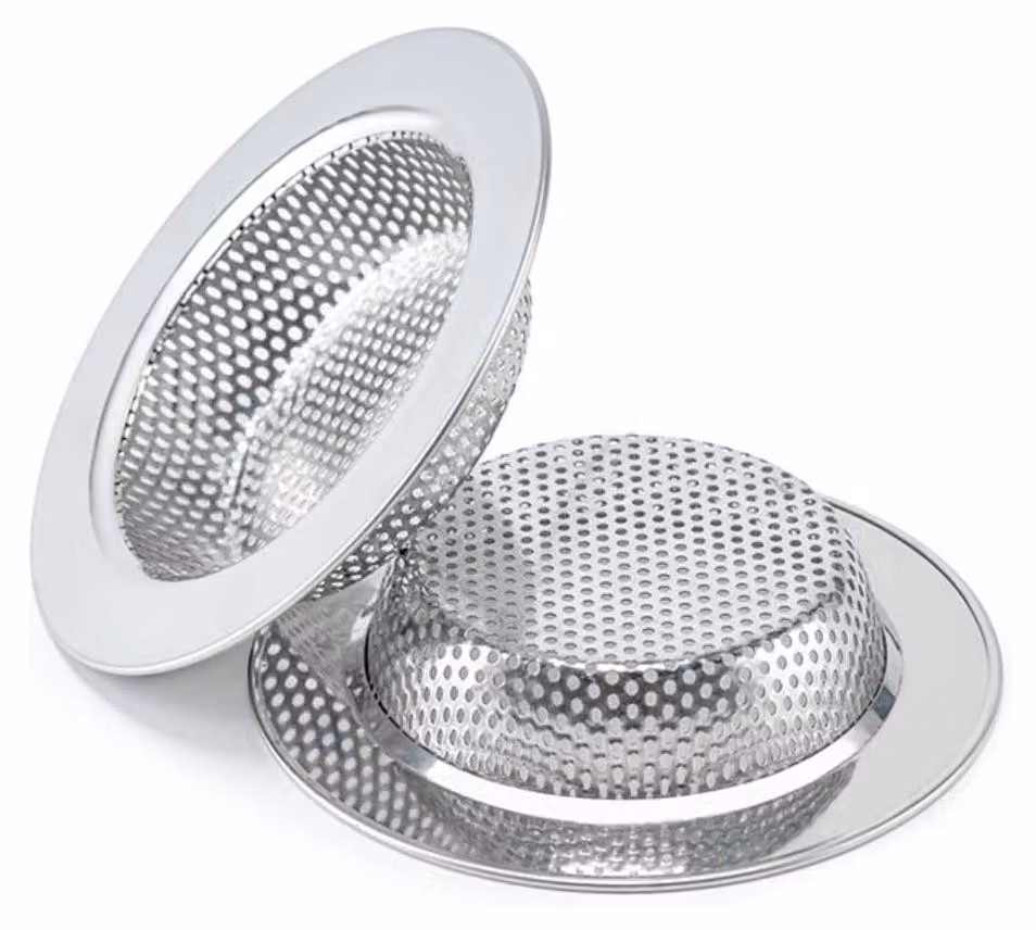 Set di 2 filtri per lavello, in acciaio inossidabile, a maglia fine, diametro 11,4 cm