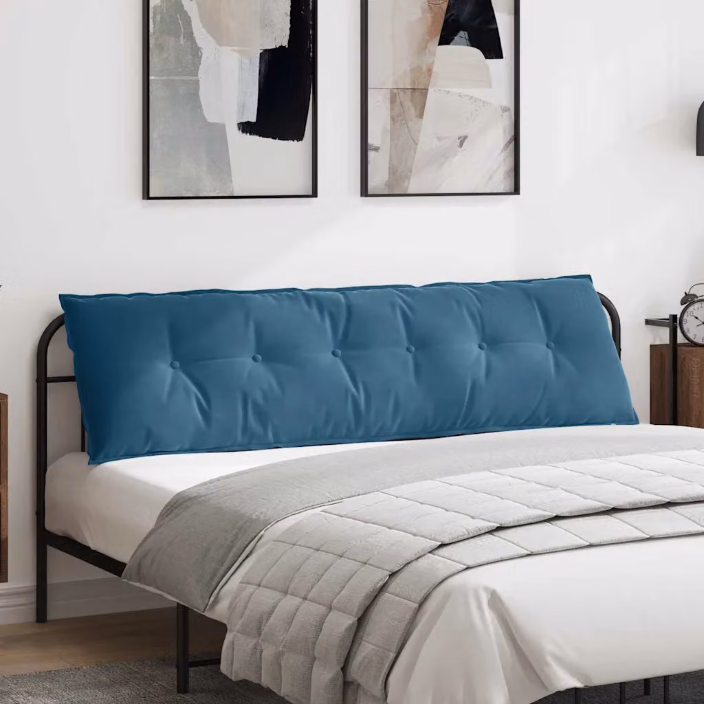 vidaXL Cuscino per Schiena Blu in Tessuto di Velluto a Costine L: 180 cm, P: 50 cm, H: 50 cm