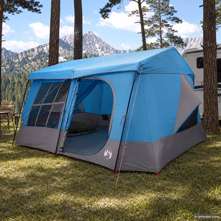 Tenda familiare vidaXL con telo da pioggia resistente all'acqua Blu