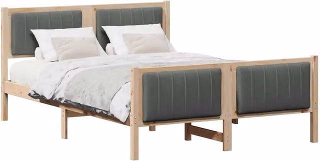 Letto matrimoniale | Letto per adulti | Struttura del Letto marrone e grigio scuro 140 x 190 cm