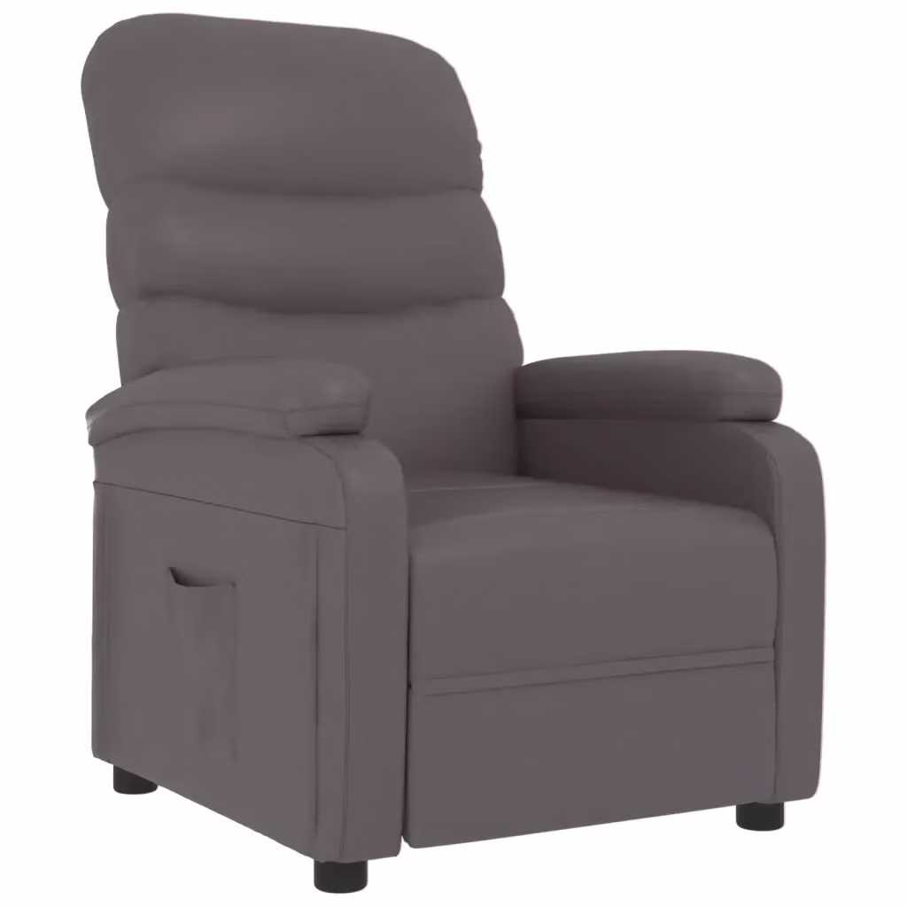 Poltrona Reclinabile Relax vidaXL in Similpelle Grigia con Braccioli e Regolazione Manuale – 2