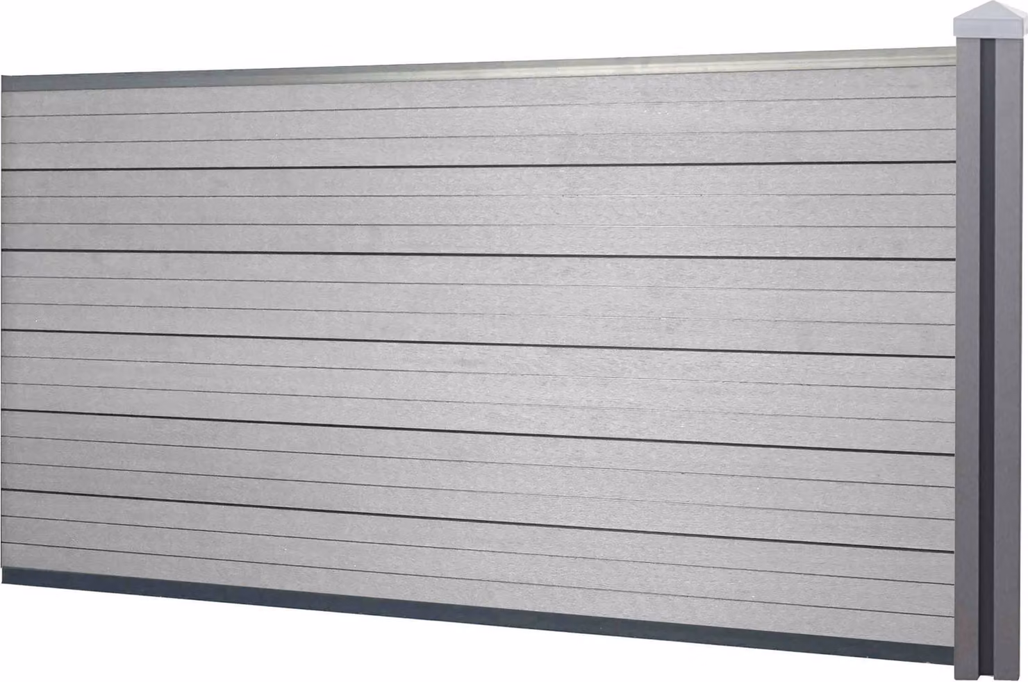 Schermo privacy in WPC Sarthe, recinzione frangivento, palo in WPC ~ Elemento di estensione basso, 1,88 m grigio