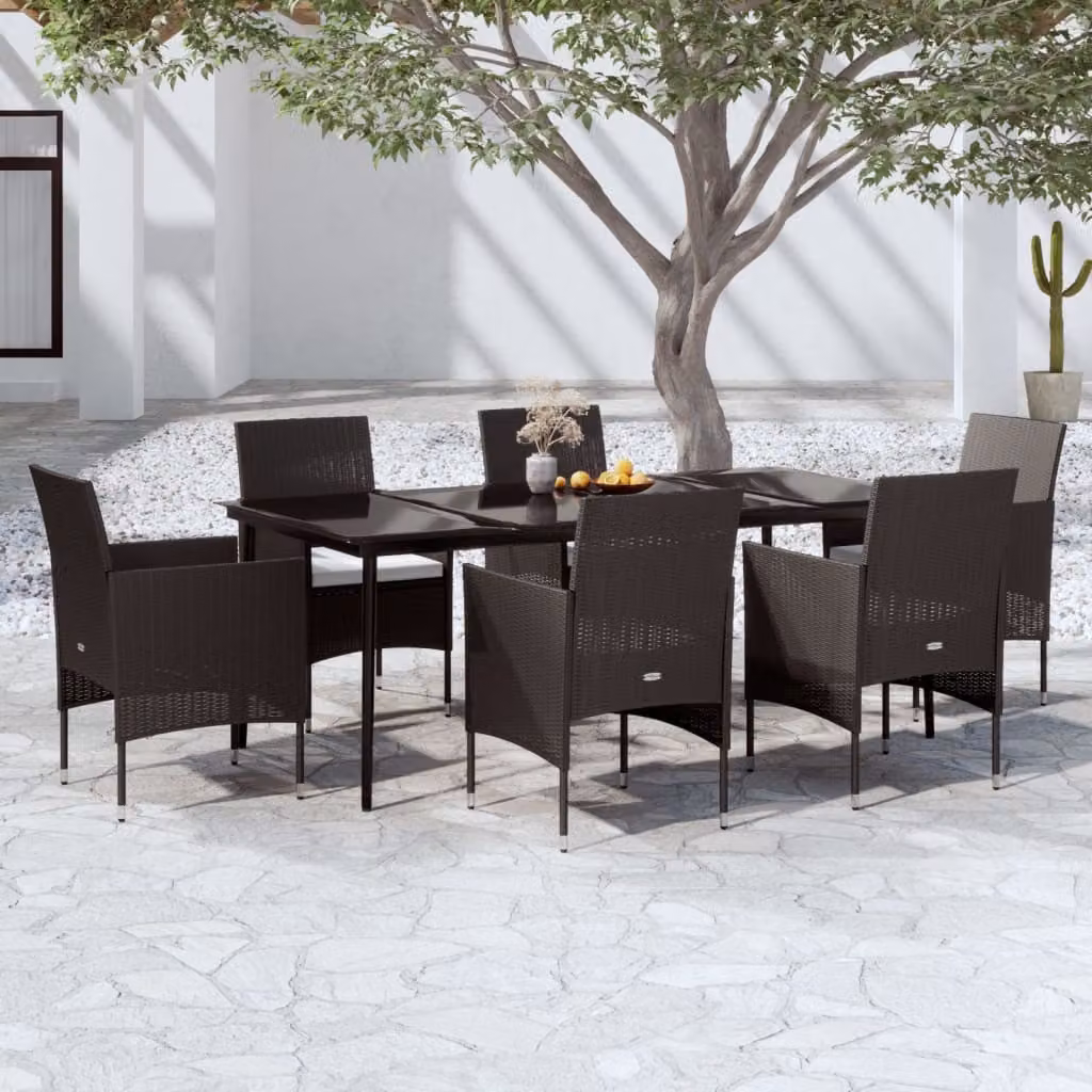 Maison Exclusive - Set da pranzo da giardino da 7 pezzi con cuscini, nero