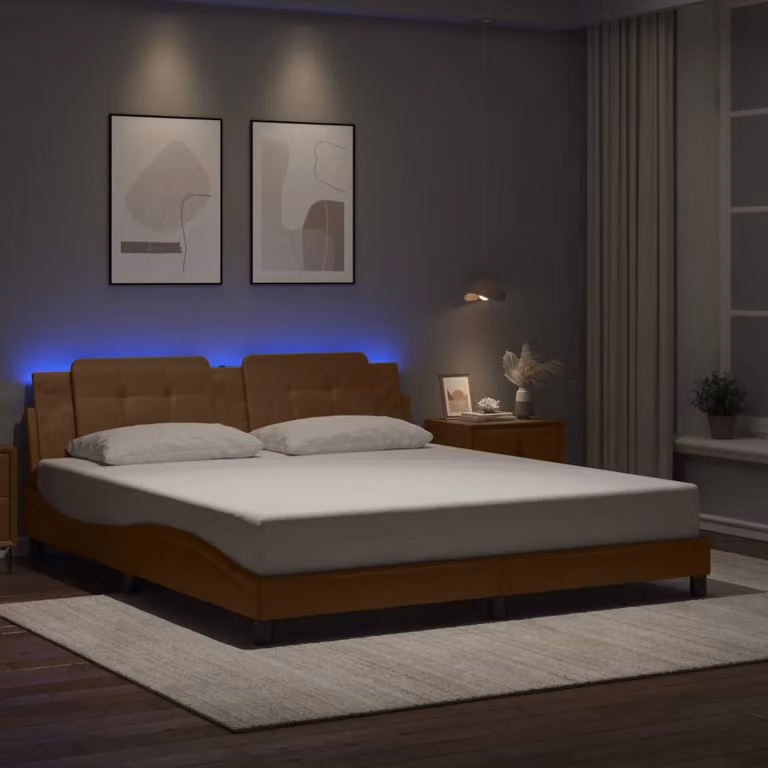 vidaXL Giroletto Zadar Cappuccino con LED e porta USB, L/P: 180 x 200 cm