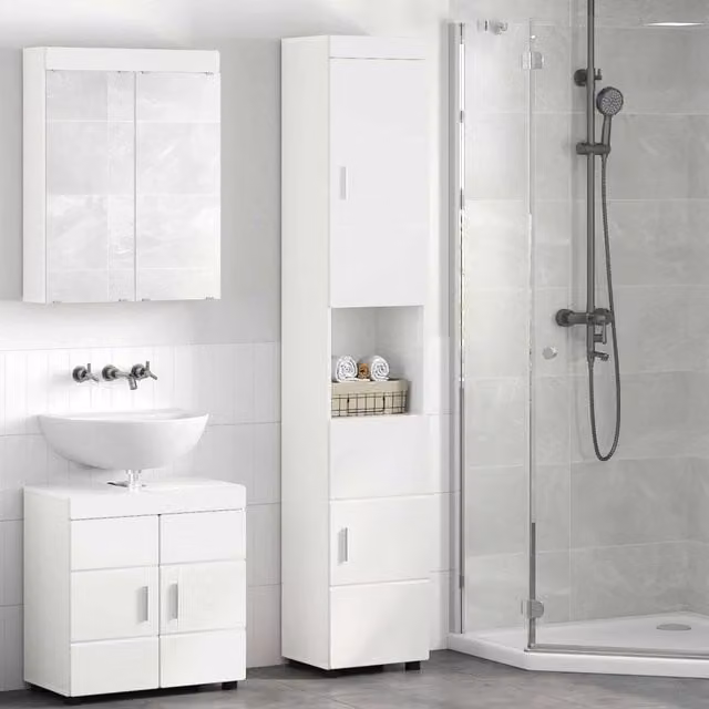 Set di armadi da bagno TULUM vidaXL bianco opaco L/P/H: 37 x 31,5 x 203 cm – 1