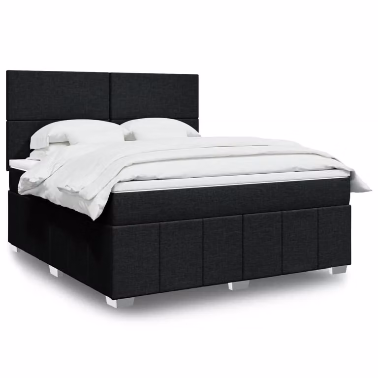 vidaXL Giroletto a Molle con Materasso Nero in Tessuto L/P: 180 x 200 cm