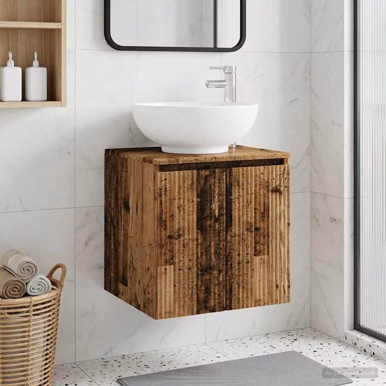 Lavabo da parete moderno vidaXL in legno color marrone antico L: 49,5 cm, P: 44,5 cm, H: 65 cm