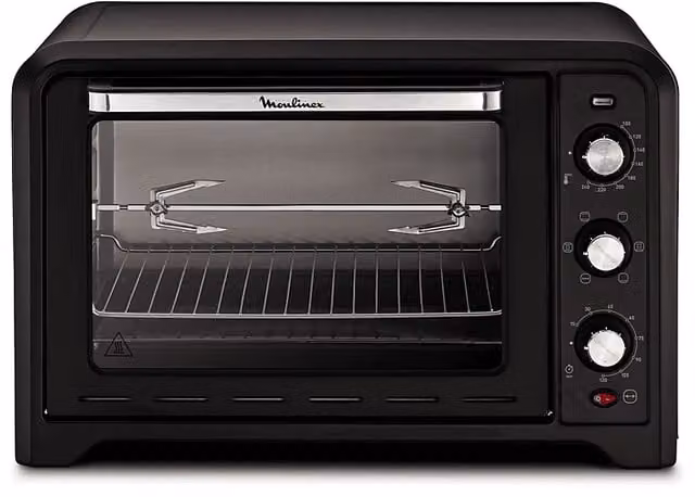 Fornetto elettrico Moulinex con girarrosto, capacità 39 l, colore nero, con funzione grill e convezione, potenza 2000 W e timer