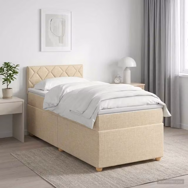 Letto box spring con materasso Crema 80 x 200 cm Tessuto 3450837