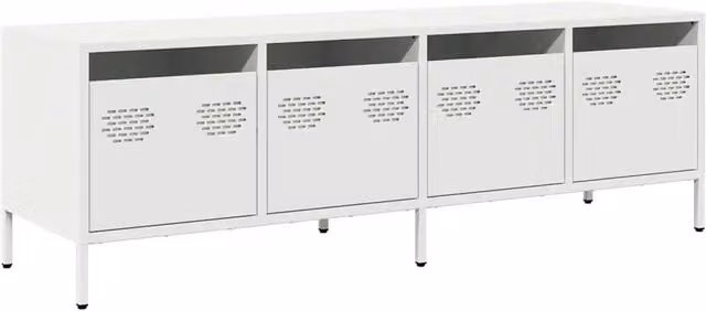 Mobile porta TV industriale con 4 cassetti portaoggetti 135 x 39 x 43 cm in acciaio laminato a freddo bianco 02_0049738