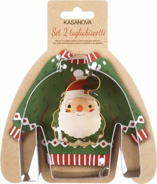 Set di 2 formine tagliabiscotti Kasanova con motivi Babbo Natale e maglione in acciaio inossidabile multicolore – 1