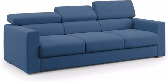 Divano 3 posti Dylan Divani.Store con cassettone estraibile e tessuto impermeabile blu L: 240 cm