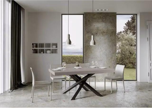 Tavolo allungabile Volantis Premium ITAMOBY con telaio in metallo antracite e piano Cashmere