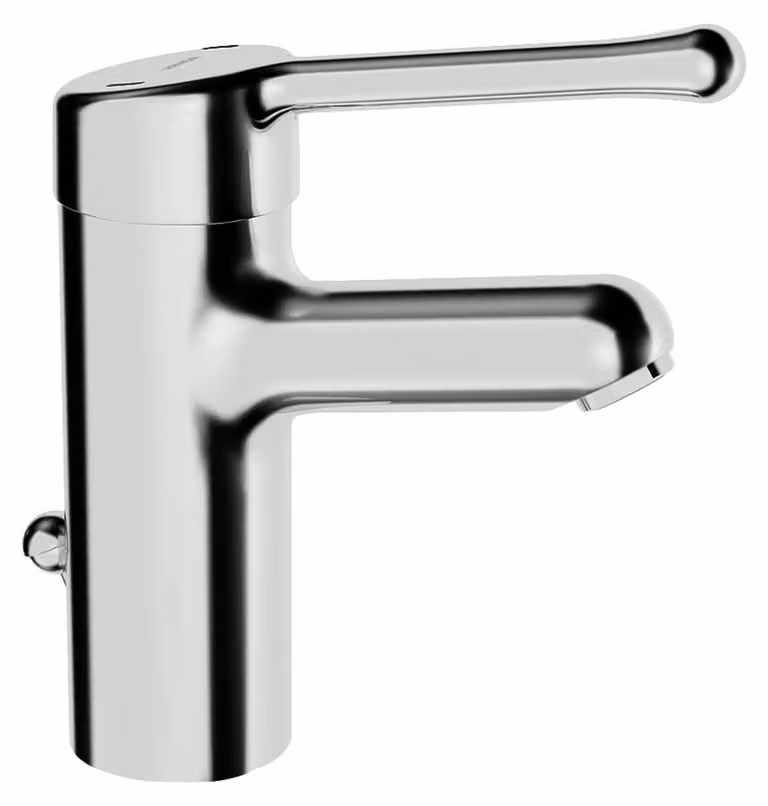 HANSA HANSAMEDIPRO protec Mitigeur de lavabo, avec tirette, levier de commande long, saillie 120 mm, chromé, 01612106, 01612106