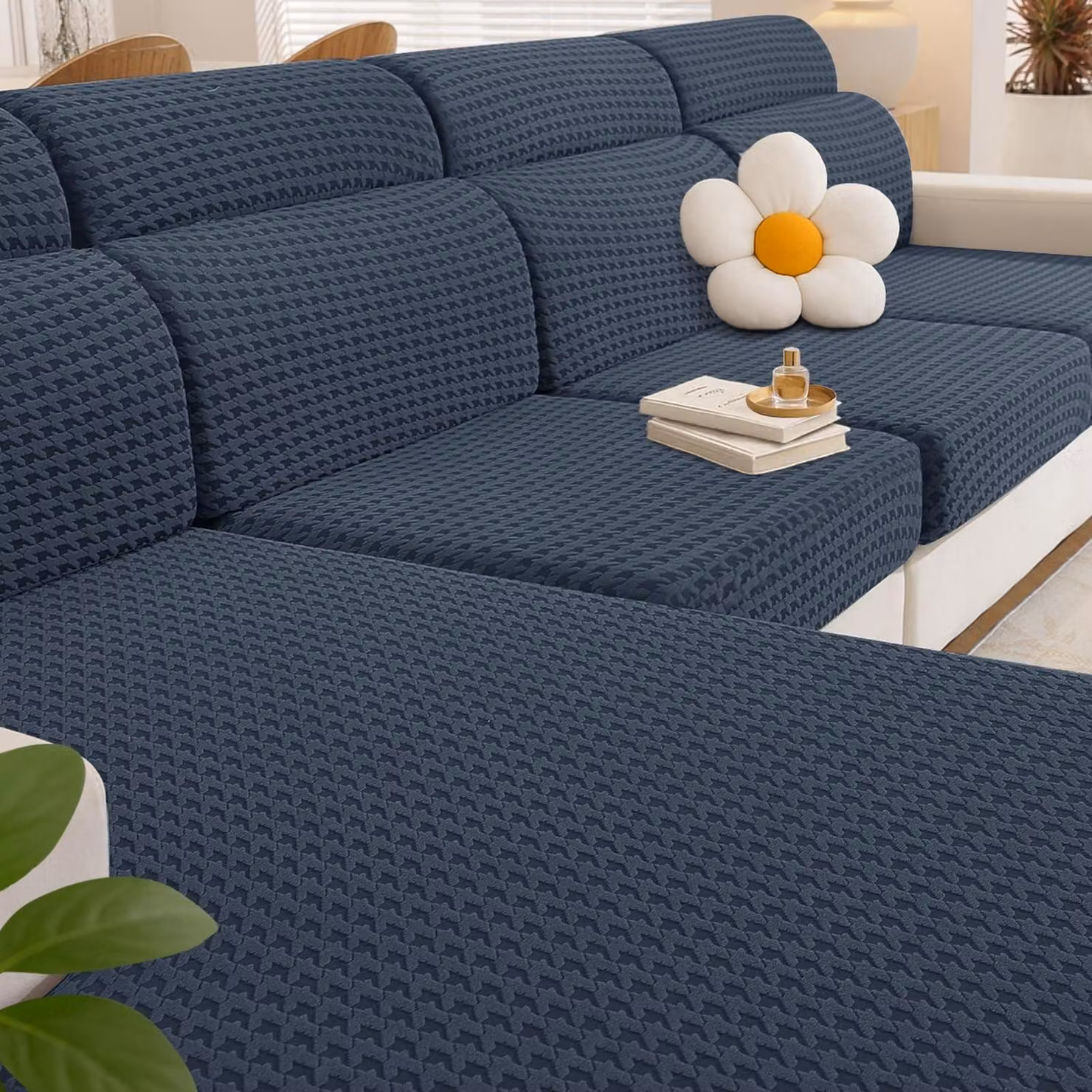 Copertura elastica per cuscini del divano, colore grigio scuro, per 1 posto a seduta e chaise longue