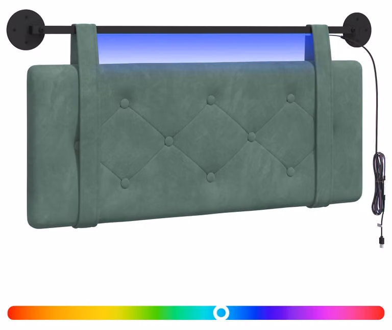 Testiera sospesa Con luce LED Verde Mare Velluto