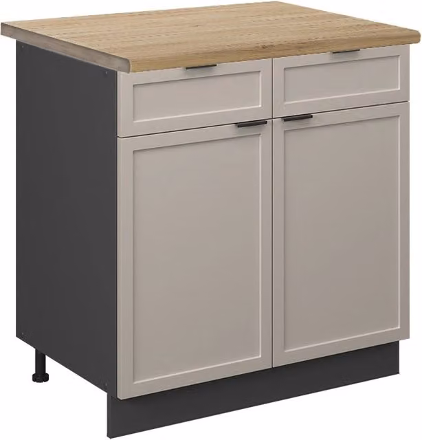 Mobiletto base per cucina Fame-Line GrigioBeige/Antracite 80 cm, PL Rovere Vicco