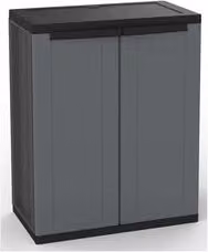 Armadio Terry J BASE 68 in plastica con 2 ante battenti, Grigio sky e Nero, Larghezza: 70 cm