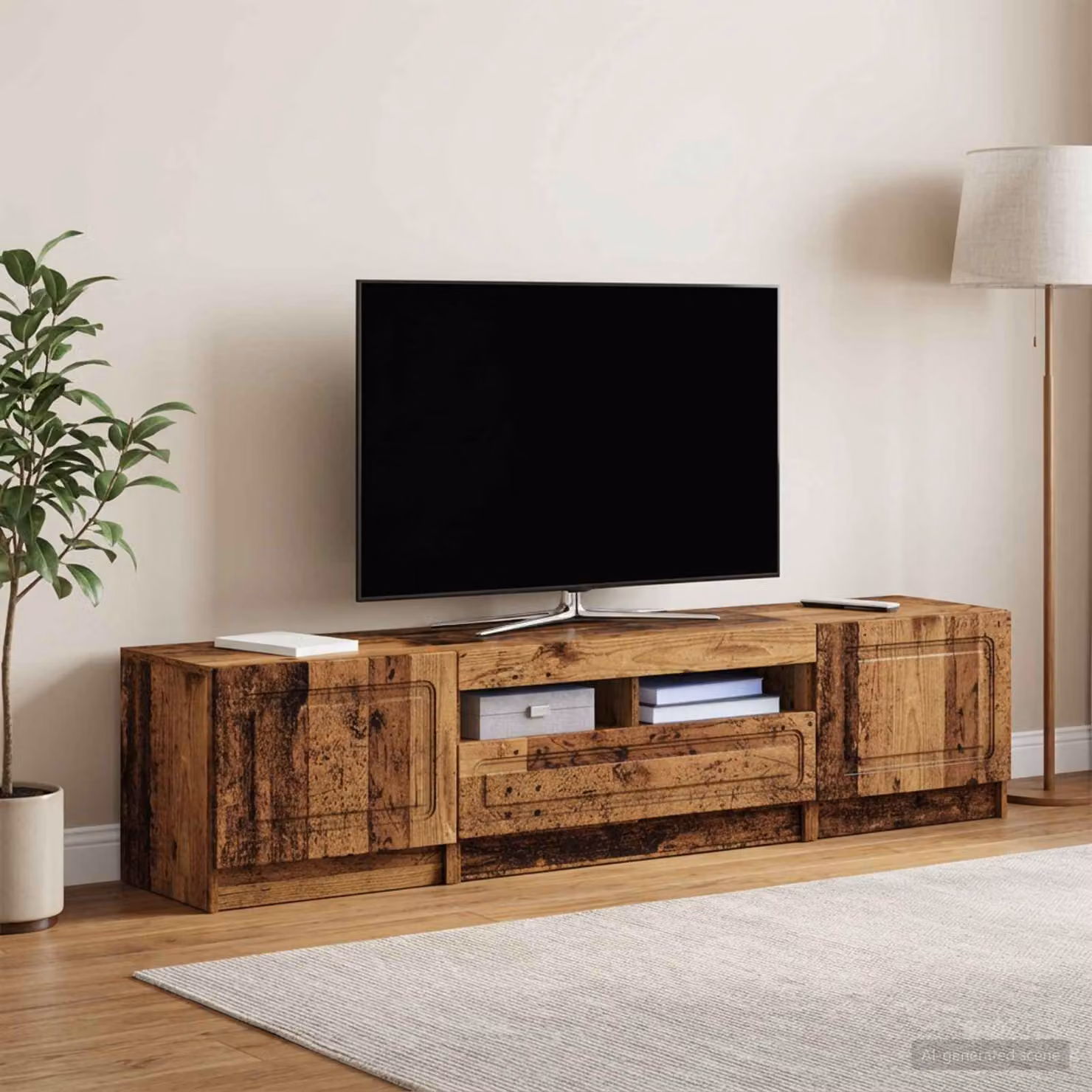 Mobile TV Stand vidaXL UTRECHT in legno antico e grigio per soggiorno