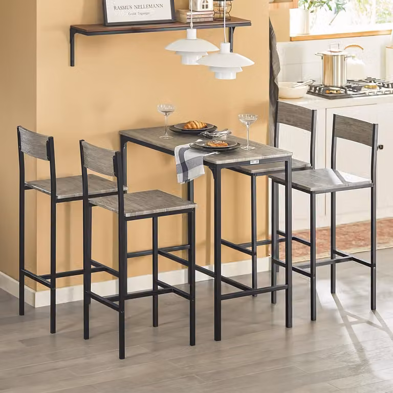 SoBuy Set tavolo da bar 5 pezzi con 4 sgabelli - set da giardino tavolo da pranzo bistrot con 4 sedie