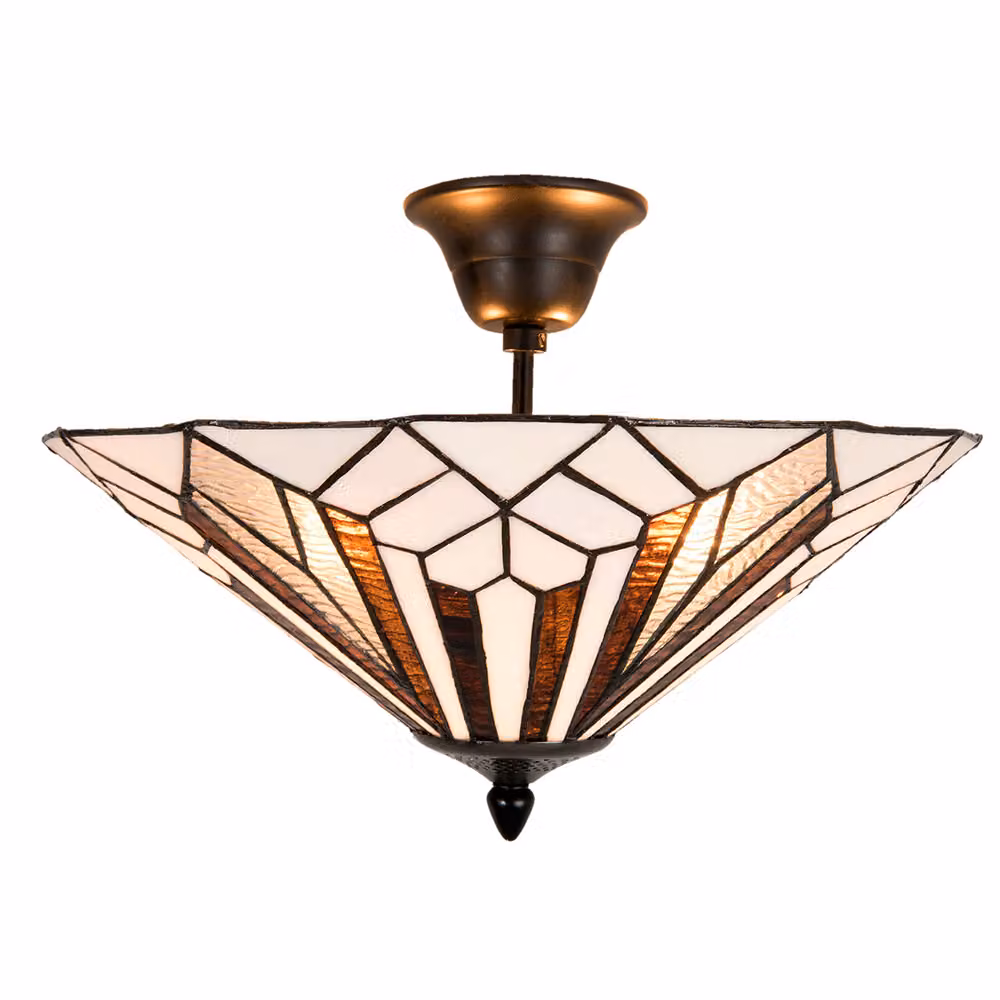 Clayre & Eef Lampada da soffitto Tiffany Ø 40x28 cm Metallo Bianco Marrone