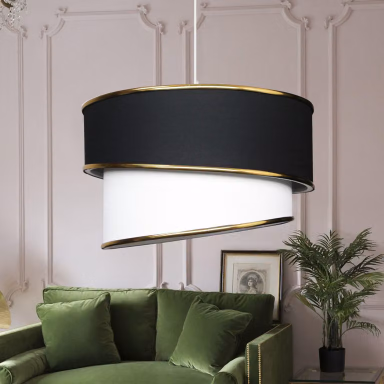 Opviq, AYD-3629, lampadario, nero, COPERCHIO ESTERNO IN TESSUTO, 30 x 30 x 70 cm