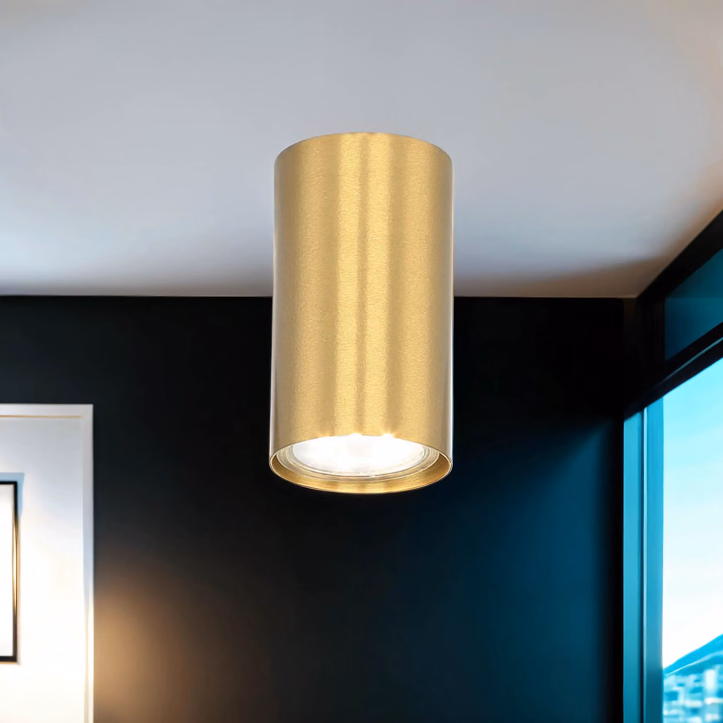 Piccolo faretto da soffitto rotondo moderno in vero ottone Ø5,5 cm H:9,5 cm GU10 decorativo EYE lampada da soffitto corridoio