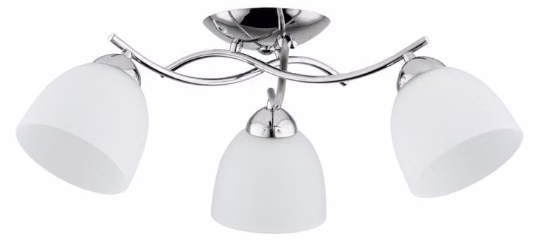 Lampada da soffitto TORINO cromata bianca 3xE27x15W in metallo, dimensioni: 22x60x60 cm, IP20, Alfa