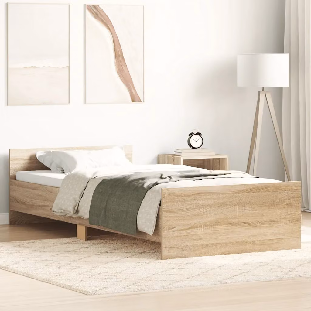 Giroletto senza materasso vidaXL in legno e MDF color rovere sonoma, dimensioni 90 x 190 cm