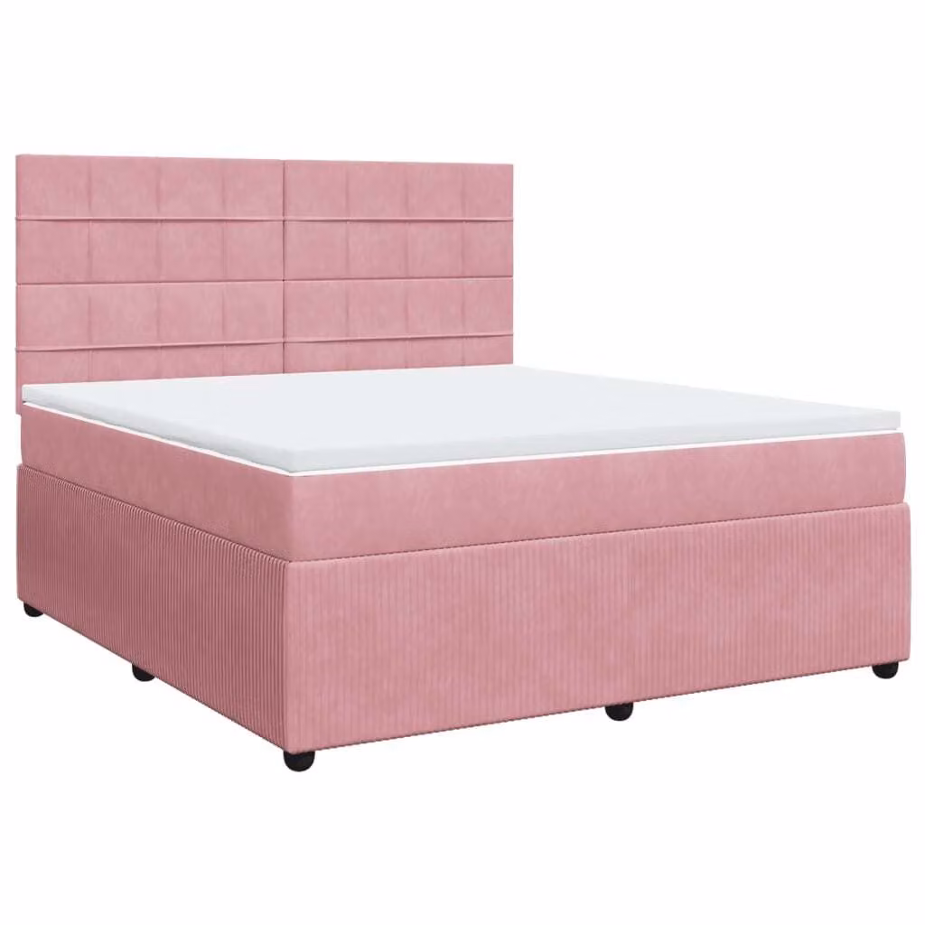 Giroletto a Molle con Materasso Rosa 180x200 cm in Velluto