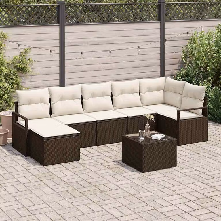 Maison Exclusive - Set di divani da esterno, 8 pezzi, color marrone [Materiale sintetico]: rattan sintetico