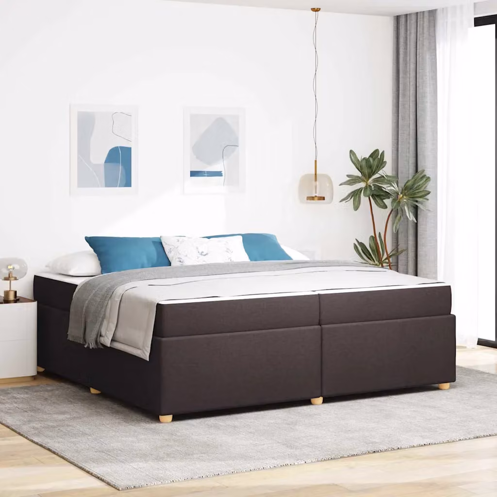 Struttura del letto moderna vidaXL in legno e tessuto marrone e nero L/P: 200 x 200 cm