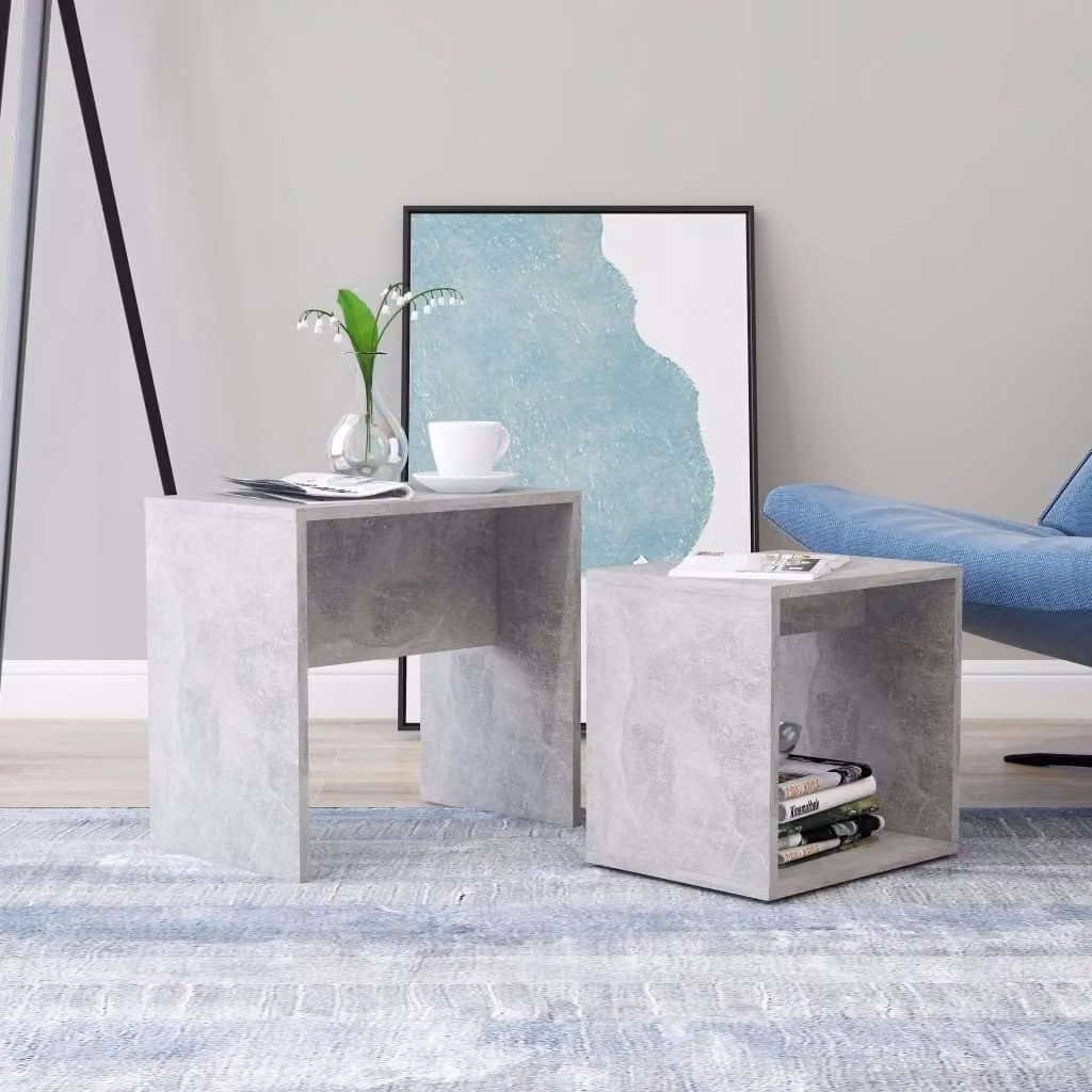 vidaXL Set di tavolini da caffè grigio cemento 48x30x45 cm materiale a base di legno - Tavolino da caffè - Tavolini da caffè - Tavolini da caffè