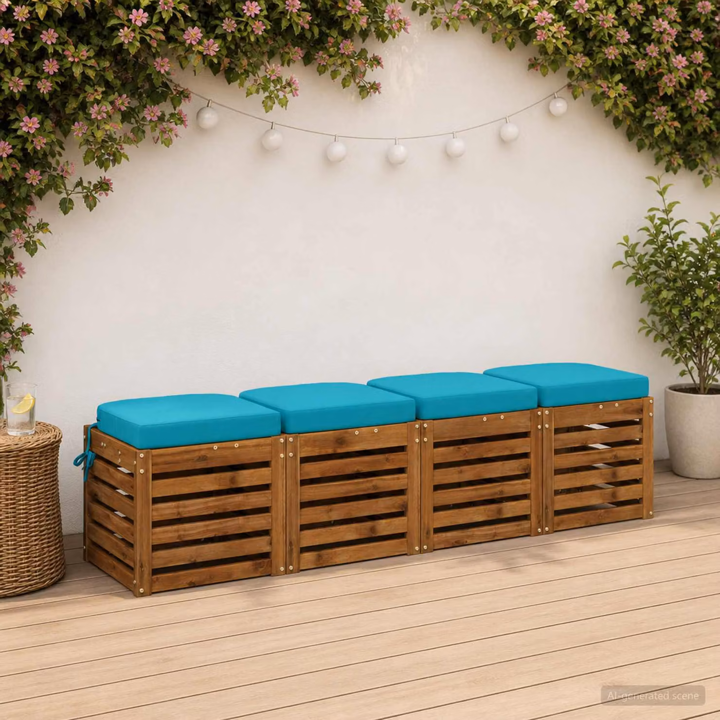 Set di 4 cuscini per sedile vidaXL SOEST in poliestere, colore turchese