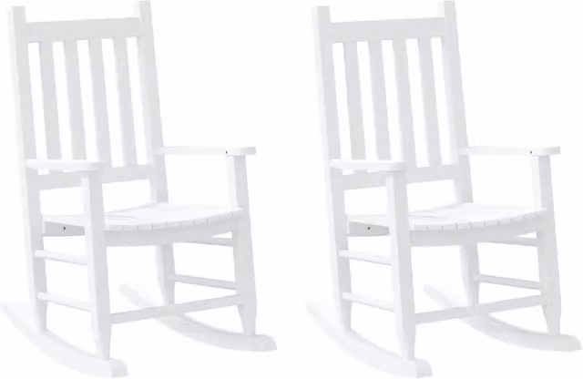 Set di 2 Sedie a Dondolo per Bambini in Legno di Pioppo Bianco DESIGN IN