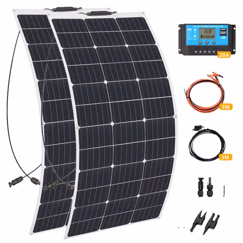 Pannello solare flessibile, alta efficienza del 21,8%, design leggero e portatile, 12V 24V 200 Watt
