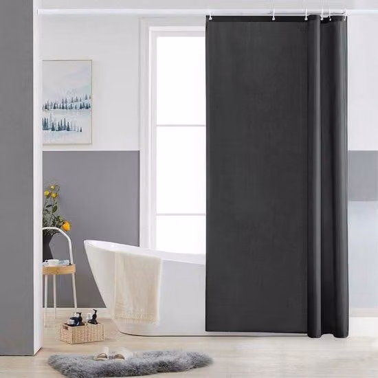 Tenda da bagno in tessuto, piccola, resistente alla muffa, impermeabile, grigio scuro, 90x180 cm, in poliestere, per angoli e bagni di piccole dimensioni
