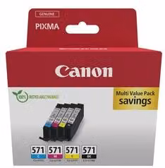 Set di cartucce inchiostro Canon CLI-571 Multipack Colori Nero, Ciano, Magenta e Giallo