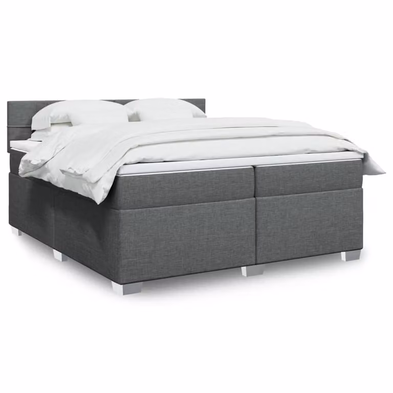 vidaXL Giroletto a Molle Ibrido con Materasso in Tessuto Grigio e Bianco 200x200 cm