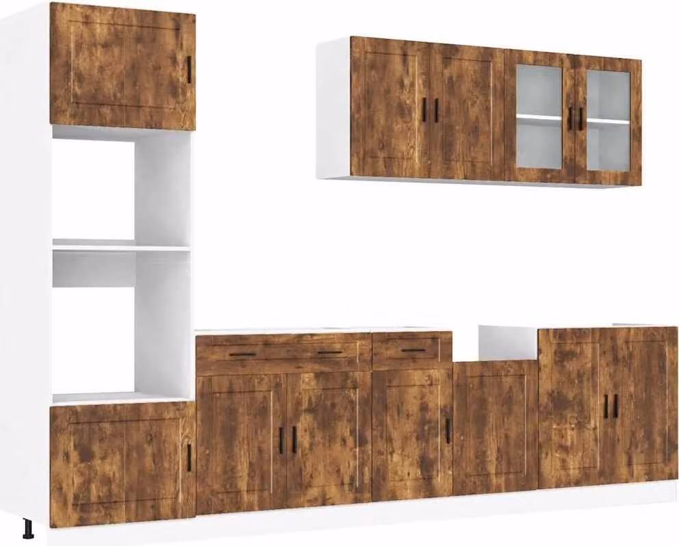 Set Mobili da Cucina 7 pz Kalmar Rovere Fumo Legno Multistrato