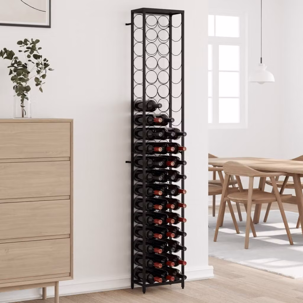 Portavini vidaXL per 57 bottiglie in metallo nero L: 34 cm, P: 18 cm, H: 200 cm