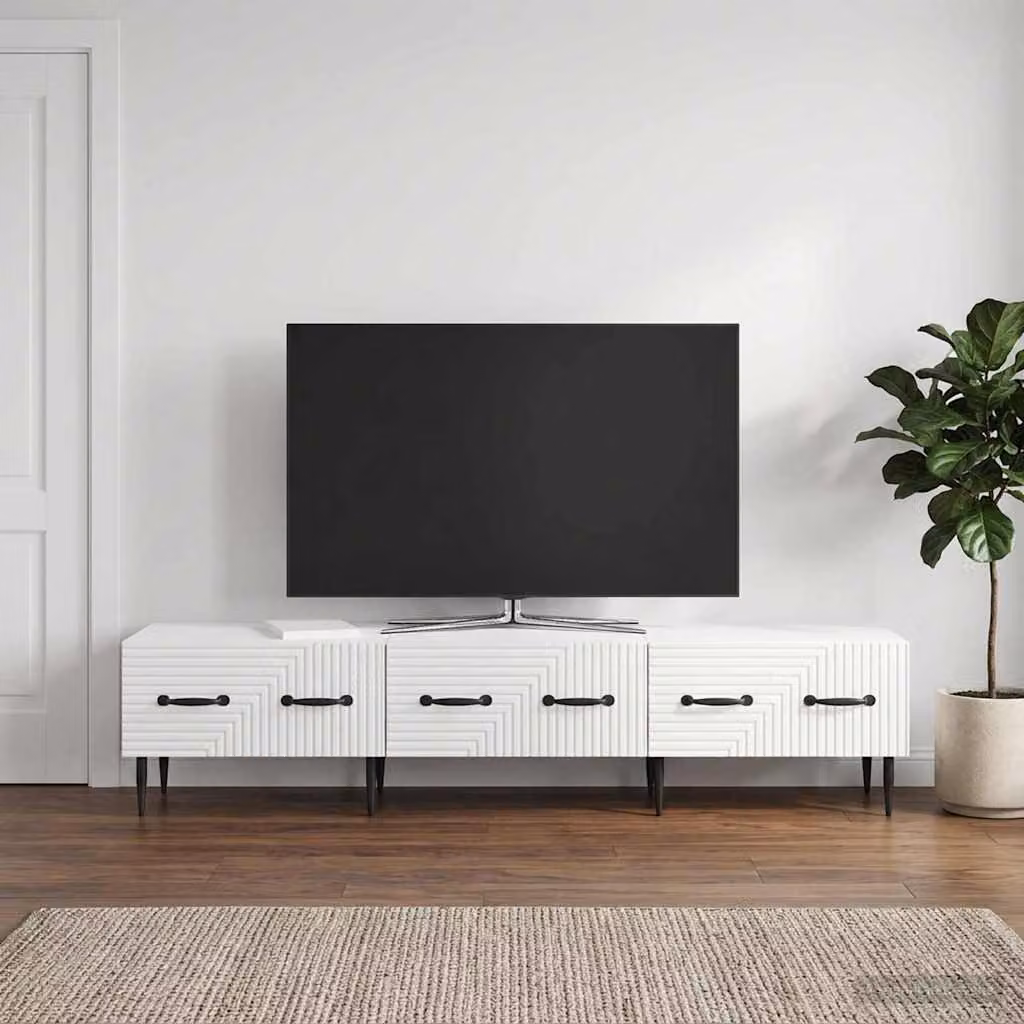 Mobile TV vidaXL Bianco Lucido in Legno MDF per Soggiorno L: 147 cm, P: 34,5 cm, H: 30 cm